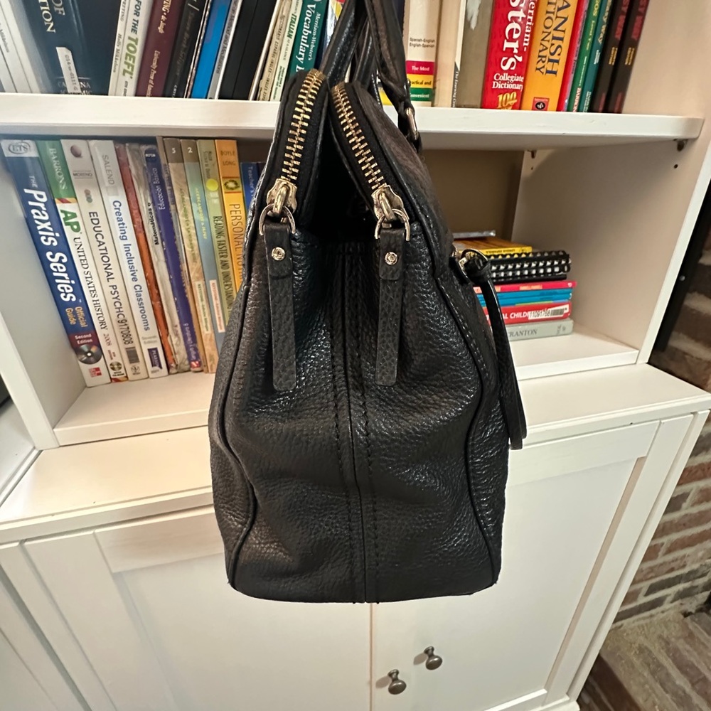 kate spade Black Pebbled Leather Laptop Tote with Front Zip Pocket - Picture 7 of 11